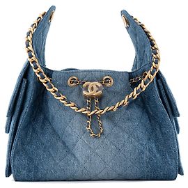 CHANEL - Chanel 25 small Schultertasche aus blauem Denim