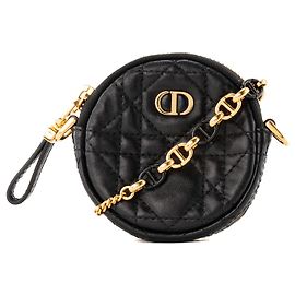 Autre Marque DIOR - Mini runde Dior Caro Schultertasche aus schwarzem Cannage-Leder