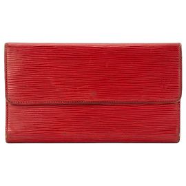 LOUIS VUITTON - Portefeuille Sarah Louis Vuitton en cuir épi rouge