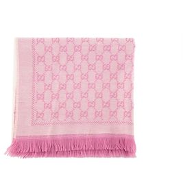 GUCCI - Bufanda Gucci GG de lana con estampado jacquard rosa y blanco