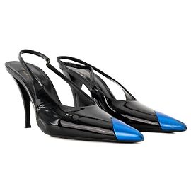 Autre Marque SAINT LAURENT - Vesper Saint Laurent Slingback-Pumps aus schwarzem Lackleder und blauem Leder (T40)