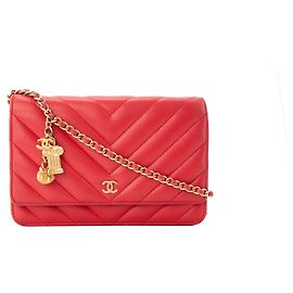 CHANEL - Borsa a tracolla Wallet On Chain Classique/Timeless Chanel in pelle caviar rossa edizione limitata