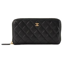 CHANEL - Portafoglio lungo Classique/Timeless in pelle liscia nera