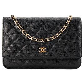 CHANEL - Borsa a tracolla Wallet On Chain Classic/Timeless Chanel in pelle caviar nera