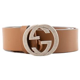 GUCCI - Interlocking Gucci Gürtel aus glattem braunem Leder (T90)