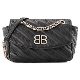 BALENCIAGA - Borsa a tracolla BB Chain Balenciaga in pelle matelassé nera
