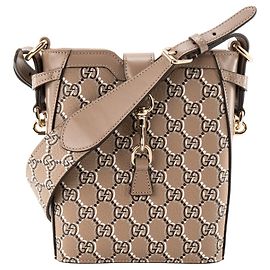 GUCCI - Bolsa de ombro GG Shadow Gucci em couro granulado com padrão monograma taupe