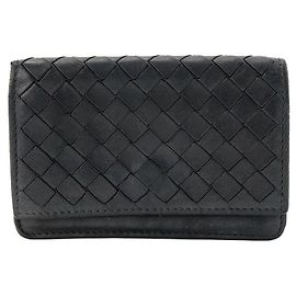 BOTTEGA VENETA - Tarjetero Bottega Veneta en cuero intrecciato azul marino