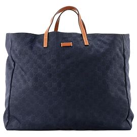 GUCCI - Sacola GG Gucci em tela monogramada azul marinho