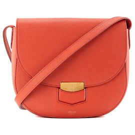 Céline CELINE - Borsa a tracolla Trotteur Celine in pelle grana grossa arancione