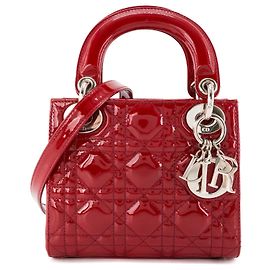 Autre Marque DIOR - Borsa a tracolla Lady Dior mini in pelle laccata rossa