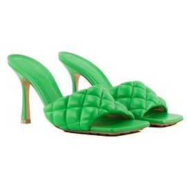 BOTTEGA VENETA - Mules con tacco Padded Parakeet Bottega Veneta in pelle verde (T41)