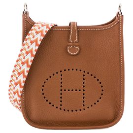 HERMÈS - Borsa a tracolla Evelyne 16 Hermès in pelle clémence marrone gold