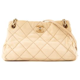 CHANEL - Borsa a tracolla Chanel in pelle beige vintage