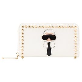 FENDI - Cartera Karlito Karl Lagerfeld x Fendi de cuero granulado blanco edición limitada