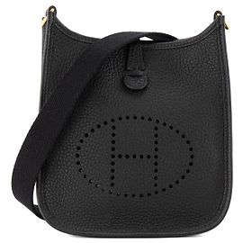 HERMÈS - Borsa a tracolla Evelyne 16 Hermès in pelle clémence nera
