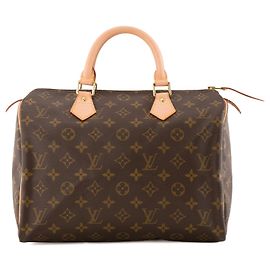 LOUIS VUITTON - Louis Vuitton Speedy 30 Handtasche aus monogrammiertem beschichtetem Canvas und braunem Leder