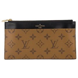LOUIS VUITTON - Carteira Slim Louis Vuitton em toile enduite monogrammée reverse