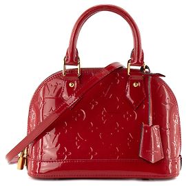 LOUIS VUITTON - Bolso de bandolera Louis Vuitton Alma BB en piel charol roja