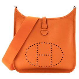 HERMÈS - Bolsa de ombro Evelyne 29 Hermès em couro clémence orange H