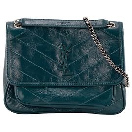 Autre Marque SAINT LAURENT - Niki baby Saint Laurent Schultertasche aus blauem knittrigem Leder