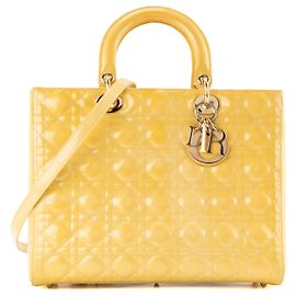 Autre Marque DIOR - Borsa a tracolla Lady Dior Large in pelle verniciata gialla vintage
