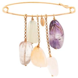 CHLOÉ - Broche Chloé en metal dorado y piedras multicolores