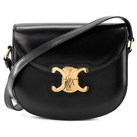 Céline CELINE - Bolsa de ombro Clea Triomphe Celine em couro liso preto