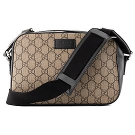 GUCCI - Borsa a tracolla Neo Gucci in tela rivestita monogramma marrone e nero vintage