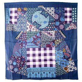 HERMÈS - Carré 90 L'art du Sarasa Hermès in seta blu