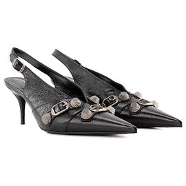 BALENCIAGA - Décolleté Balenciaga Cagole in pelle stropicciata nera (T37)