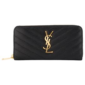 Autre Marque SAINT LAURENT - Cartera Saint Laurent Cassandre Zip en piel granulada negra