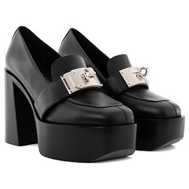 HERMÈS - Kelly Hermès Absatz-Loafer aus schwarzem Glattleder (T39)