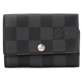 LOUIS VUITTON - Pochette clés Louis Vuitton en toile enduite damier graphite