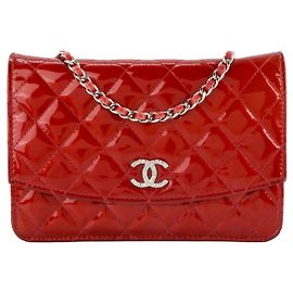 CHANEL - Borsa a tracolla Wallet On Chain Classique/Timeless Chanel in pelle verniciata rossa edizione limitata