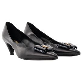 Autre Marque SAINT LAURENT - Anais Saint Laurent Pumps aus schwarzem Glattleder und dunkelblauem Lackleder (T37,5)