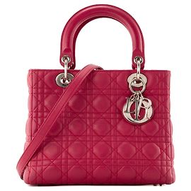 Autre Marque DIOR - borsa a mano Lady Dior medium in pelle cannage rosa