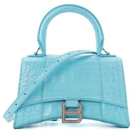 BALENCIAGA - Borsa a tracolla Hourglass XS Balenciaga in pelle goffrata blu turchese