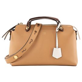 FENDI - Borsa a tracolla By The Way Medium Fendi in pelle liscia tricolore marrone e beige