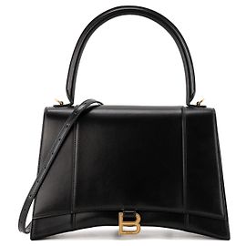 BALENCIAGA - Borsa a tracolla Hourglass Large Balenciaga in pelle liscia nera