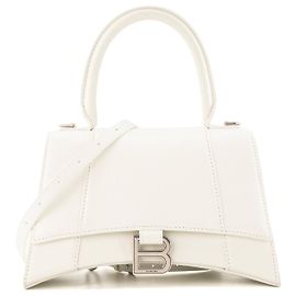 BALENCIAGA - Borsa a tracolla Hourglass Small Balenciaga in pelle grana grossa bianca