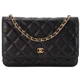 CHANEL - Borsa a tracolla Wallet On Chain Classic/Timeless Chanel in pelle caviar nera