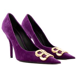 BALENCIAGA - BB Balenciaga Pumps aus violettem Samt (T38,5)