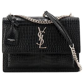 Autre Marque SAINT LAURENT - Borsa a tracolla Saint Laurent Sunset in pelle goffrata croc nero