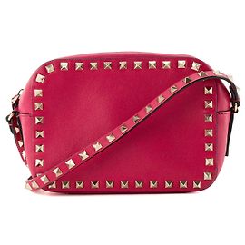 Valentino Garavani VALENTINO - Borsa a tracolla Rockstud Small Valentino in pelle liscia rosa fucsia