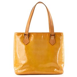 LOUIS VUITTON - Bolso de mano Louis Vuitton Houston vintage en piel charol mostaza