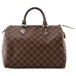 LOUIS VUITTON - Bolsa de mão Speedy 30 Louis Vuitton em tela revestida damier ébène