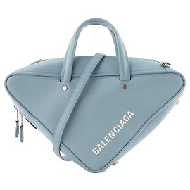 BALENCIAGA - Borsa a tracolla Triangle Duffle Balenciaga in pelle grana blu
