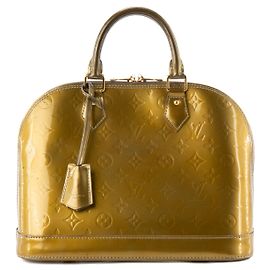 LOUIS VUITTON - Sac à main Alma PM Louis Vuitton en cuir verni kaki vintage