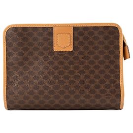 Céline CELINE - Vintage braune Macadam beschichtete Leinwand Celine Pochette